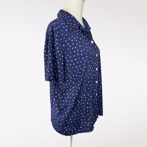 Vintage California Krush Navy Polka Dot Button Front Blouse Medium - Picture 6 of 8